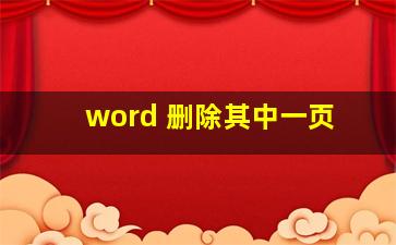 word 删除其中一页